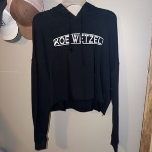 Black Cropped Hoodie Sweatshirt